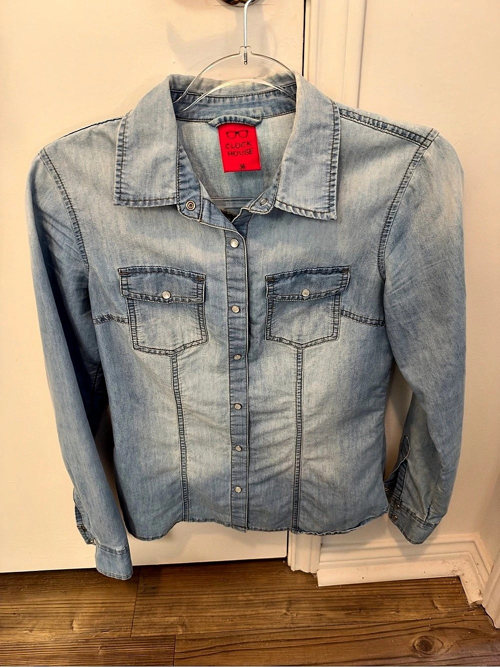 Women's Denim Button Down Shirt in Blue